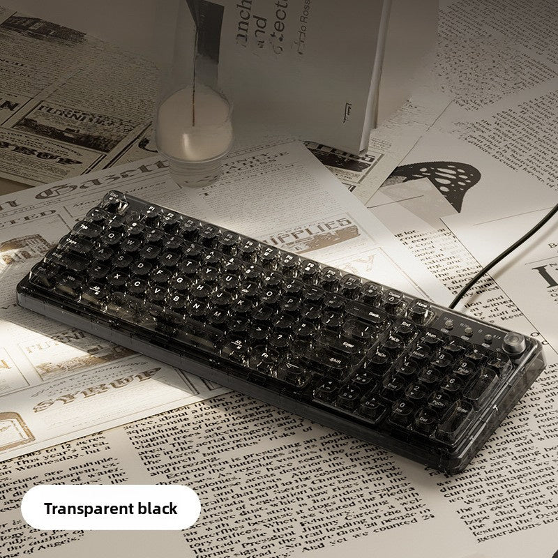 Usb\u002FType-C Transparent Silent Wired Keyboard with Keyline Separation, Ergonomic Design, 99 Key Layout, Transparent PC Body, Multimedia Knob, RGB Full Color Backlight - A Must-Have for Office And Gaming