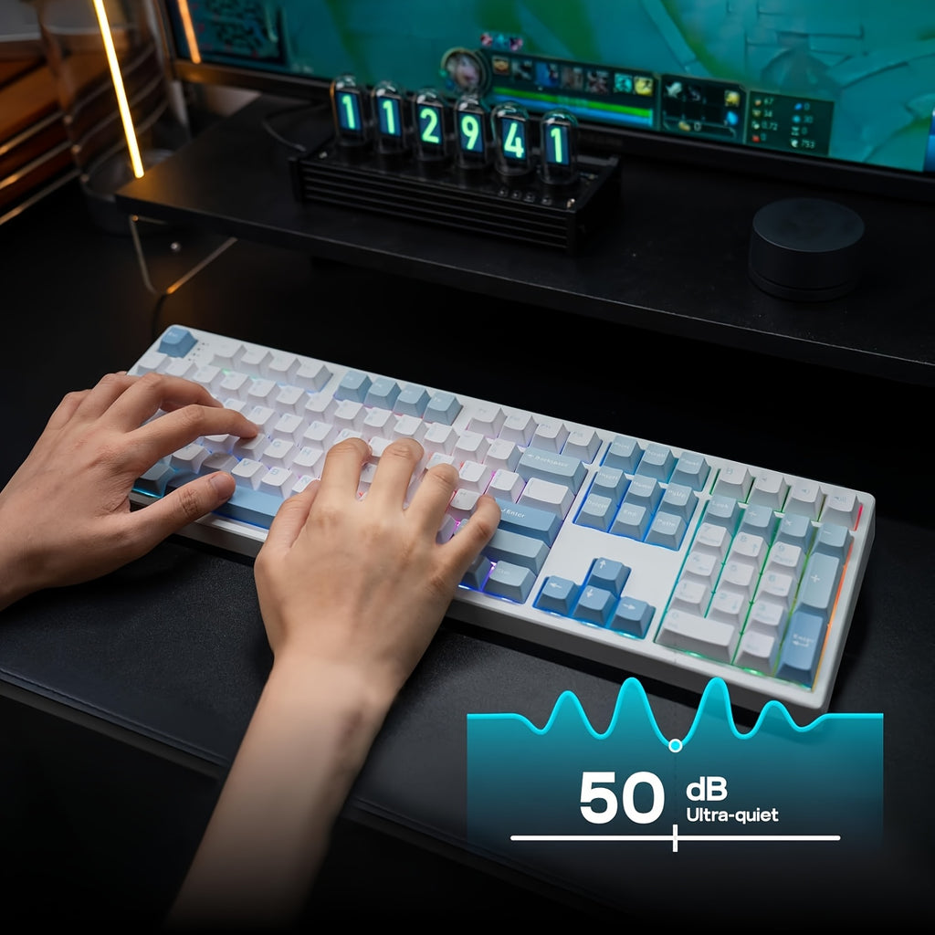 EPOMAKER TH108 Full Size Mechanical Keyboard, Wireless Gaming Keyboard with 8000Mah Battery, Creamy Gasket, 108 Keys, Hot Swap, Driver, RGB Backlight
