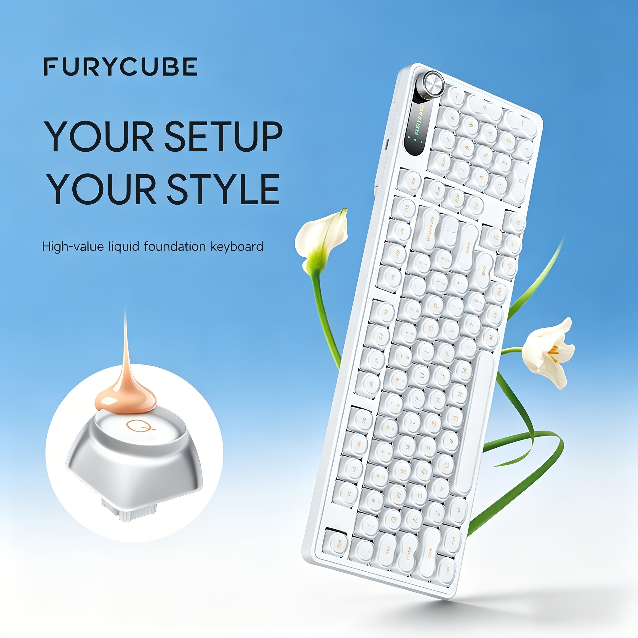 2026 Latest Wireless Mechanical Silent Keyboard, Foundation Keyboard, Tri-Mode Connection, Supports \u002F2.4G\u002FType-C Connection, Built-In Sound-Absorbing Layer, Tuned Mechanical Feel, Zero Latency, Smart Dial, Side Engraved Gradient Color