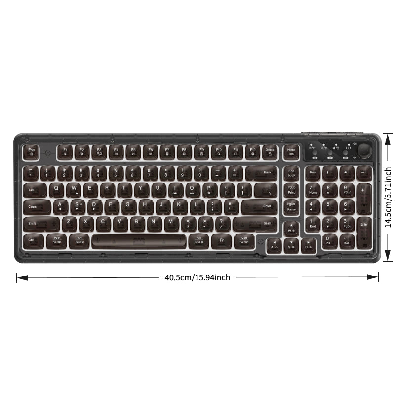 Usb\u002FType-C Transparent Silent Wired Keyboard with Keyline Separation, Ergonomic Design, 99 Key Layout, Transparent PC Body, Multimedia Knob, RGB Full Color Backlight - A Must-Have for Office And Gaming