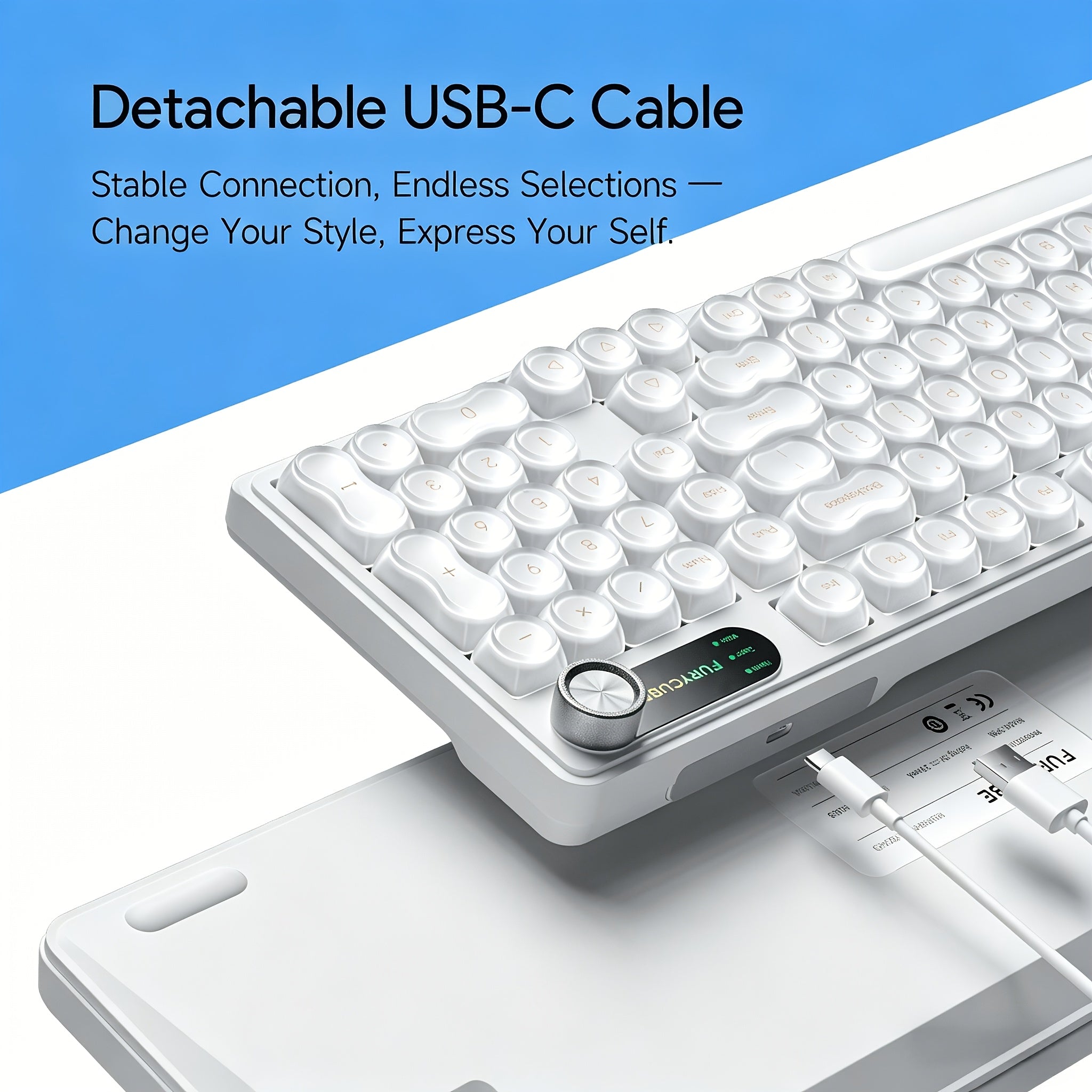 2026 Latest Wireless Mechanical Silent Keyboard, Foundation Keyboard, Tri-Mode Connection, Supports \u002F2.4G\u002FType-C Connection, Built-In Sound-Absorbing Layer, Tuned Mechanical Feel, Zero Latency, Smart Dial, Side Engraved Gradient Color