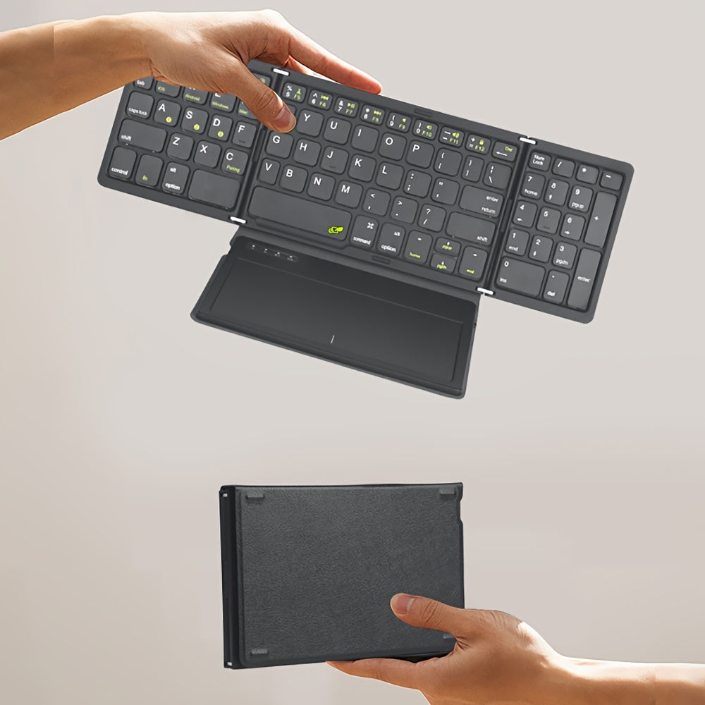 Foldable Wireless Full-Size Rechargeable Keyboard with Touchpad, Portable USB-C Charging Accessory for Smartphone Tablet, Lithium Battery, Durable and Silent, Ideal for Everyday Use and On-the-Go Work