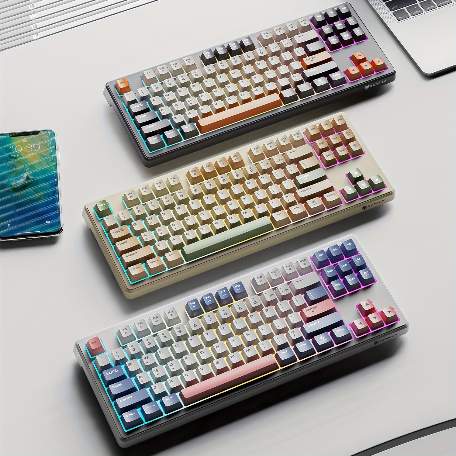 K60 Wired Backlit Mechanical Keyboard 87 Keys Compact Layout 19 Keys Anti-Ghosting 7-Color Mixed Light Multimedia Shortcut Keys Ergonomic Design Spill-Resistant Silent Red Switch Portable for Office and Gaming