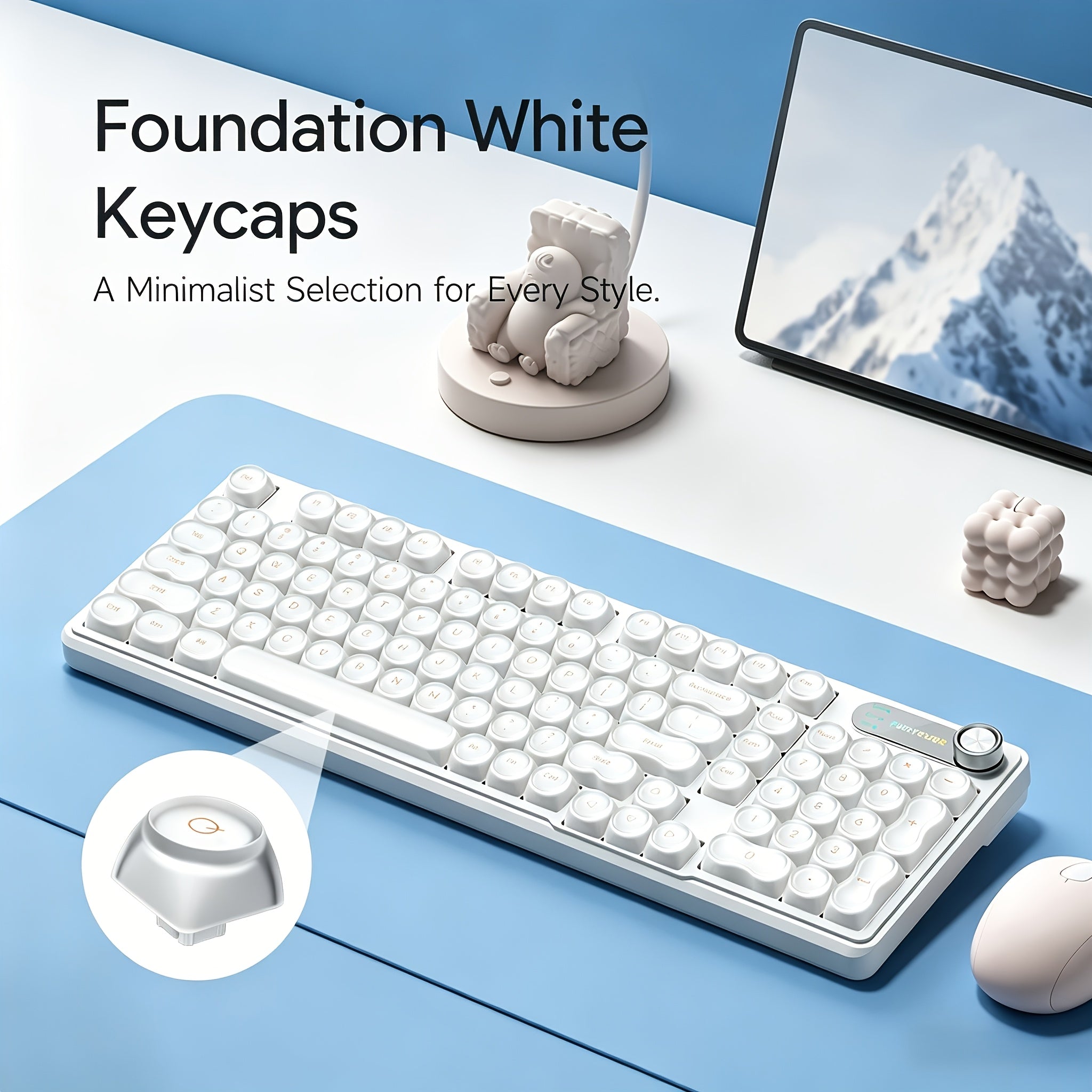 2026 Latest Wireless Mechanical Silent Keyboard, Foundation Keyboard, Tri-Mode Connection, Supports \u002F2.4G\u002FType-C Connection, Built-In Sound-Absorbing Layer, Tuned Mechanical Feel, Zero Latency, Smart Dial, Side Engraved Gradient Color