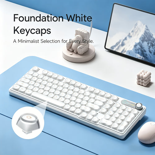 2026 Latest Wireless Mechanical Silent Keyboard, Foundation Keyboard, Tri-Mode Connection, Supports \u002F2.4G\u002FType-C Connection, Built-In Sound-Absorbing Layer, Tuned Mechanical Feel, Zero Latency, Smart Dial, Side Engraved Gradient Color