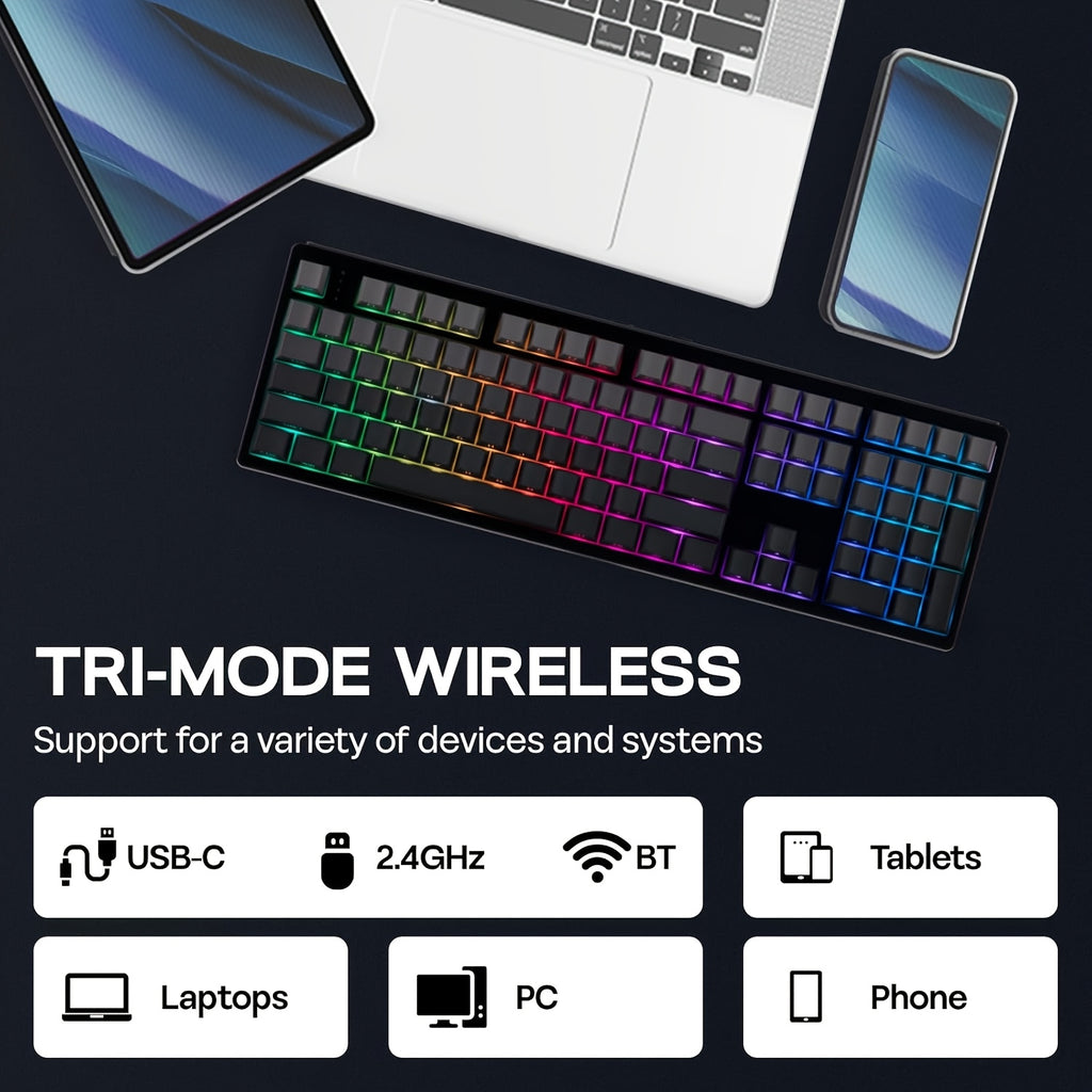EPOMAKER TH108 Full Size Mechanical Keyboard, Wireless Gaming Keyboard with 8000Mah Battery, Creamy Gasket, 108 Keys, Hot Swap, Driver, RGB Backlight