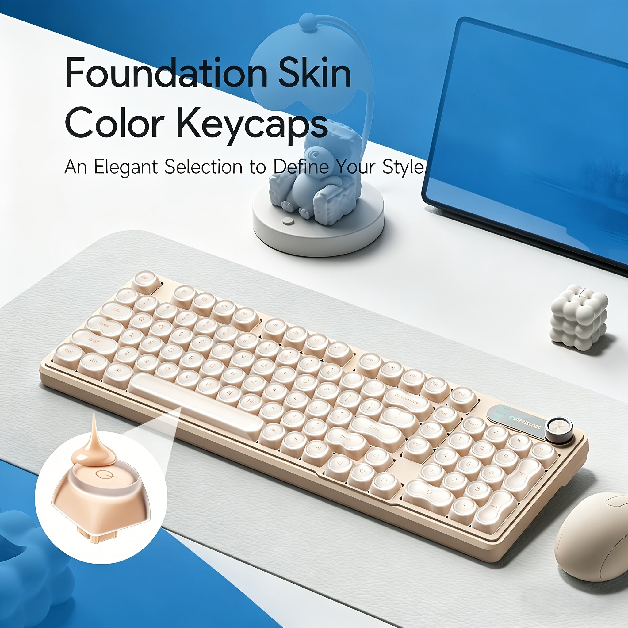 2026 Latest Wireless Mechanical Silent Keyboard, Foundation Keyboard, Tri-Mode Connection, Supports \u002F2.4G\u002FType-C Connection, Built-In Sound-Absorbing Layer, Tuned Mechanical Feel, Zero Latency, Smart Dial, Side Engraved Gradient Color