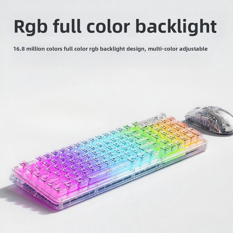 Usb\u002FType-C Transparent Silent Wired Keyboard with Keyline Separation, Ergonomic Design, 99 Key Layout, Transparent PC Body, Multimedia Knob, RGB Full Color Backlight - A Must-Have for Office And Gaming