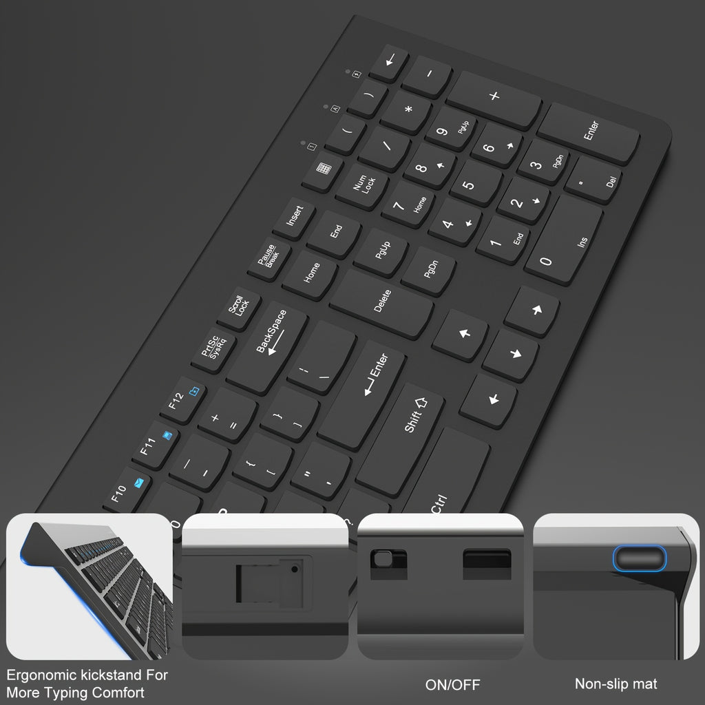 BATTOP Universal Wireless Keyboard Featuring a Numeric Keypad, Ergonomic Structure, Compatibility with Multiple Devices, And Reliable Connectivity for Mac, Ipad, Android, And Windows