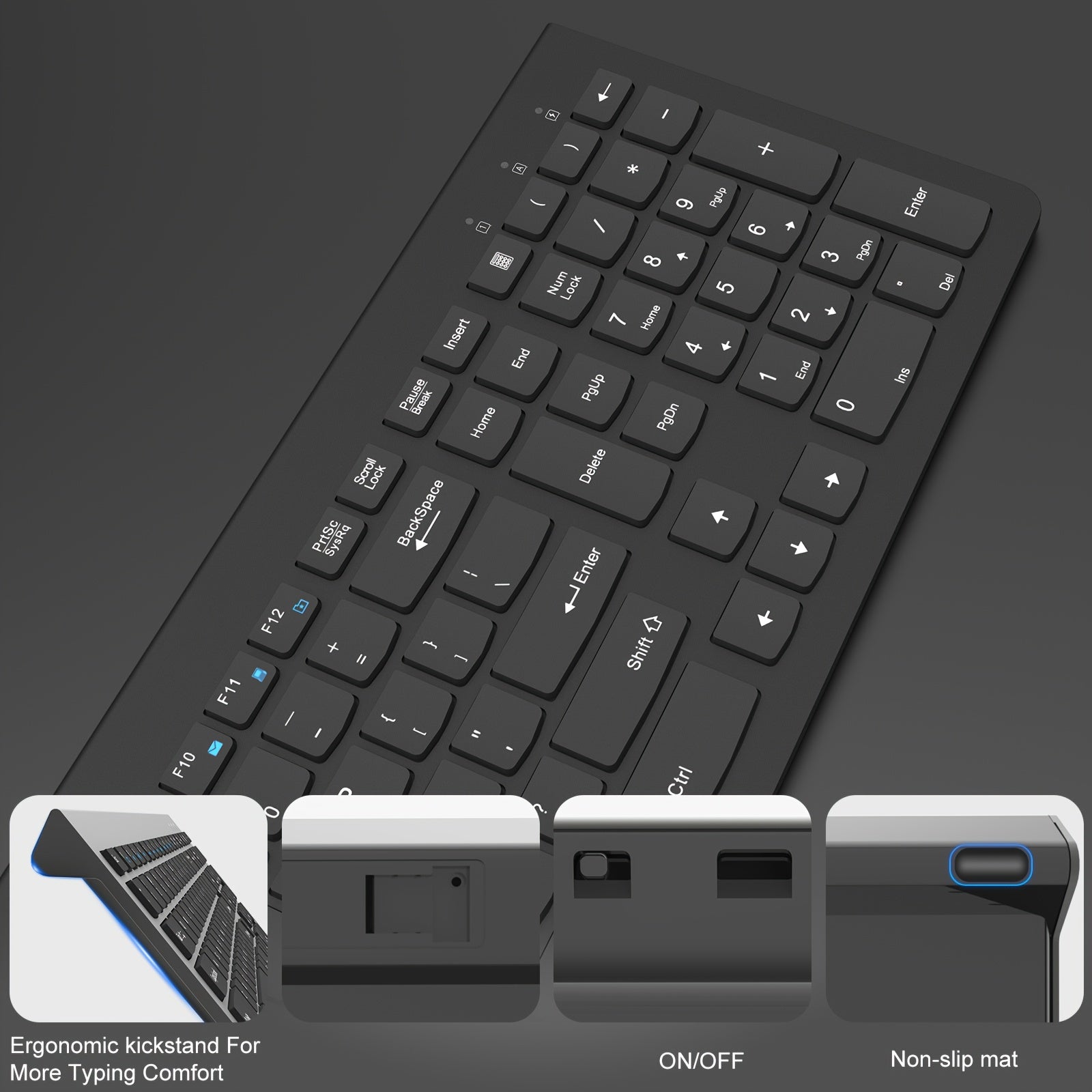 BATTOP Universal Wireless Keyboard Featuring a Numeric Keypad, Ergonomic Structure, Compatibility with Multiple Devices, And Reliable Connectivity for Mac, Ipad, Android, And Windows