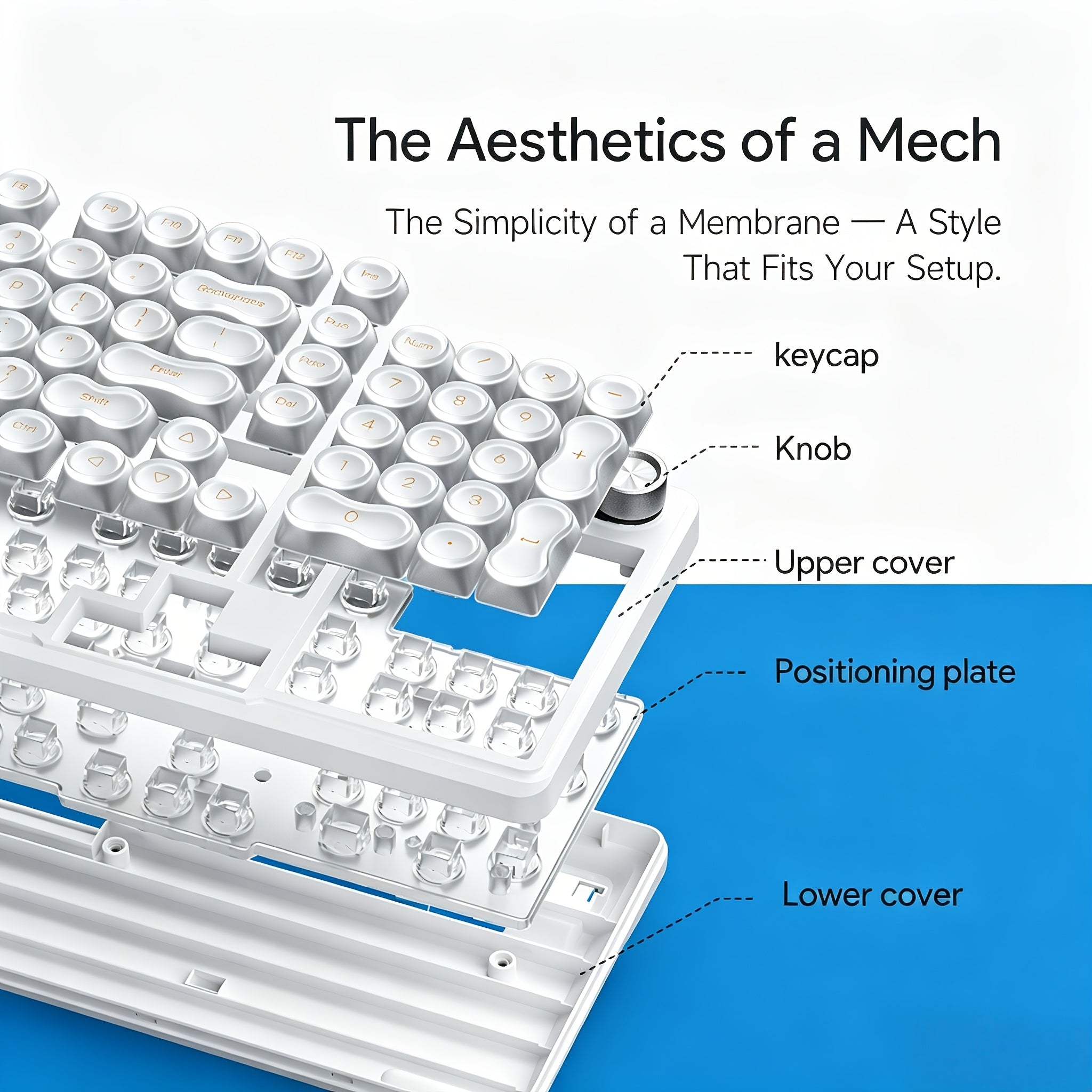 2026 Latest Wireless Mechanical Silent Keyboard, Foundation Keyboard, Tri-Mode Connection, Supports \u002F2.4G\u002FType-C Connection, Built-In Sound-Absorbing Layer, Tuned Mechanical Feel, Zero Latency, Smart Dial, Side Engraved Gradient Color