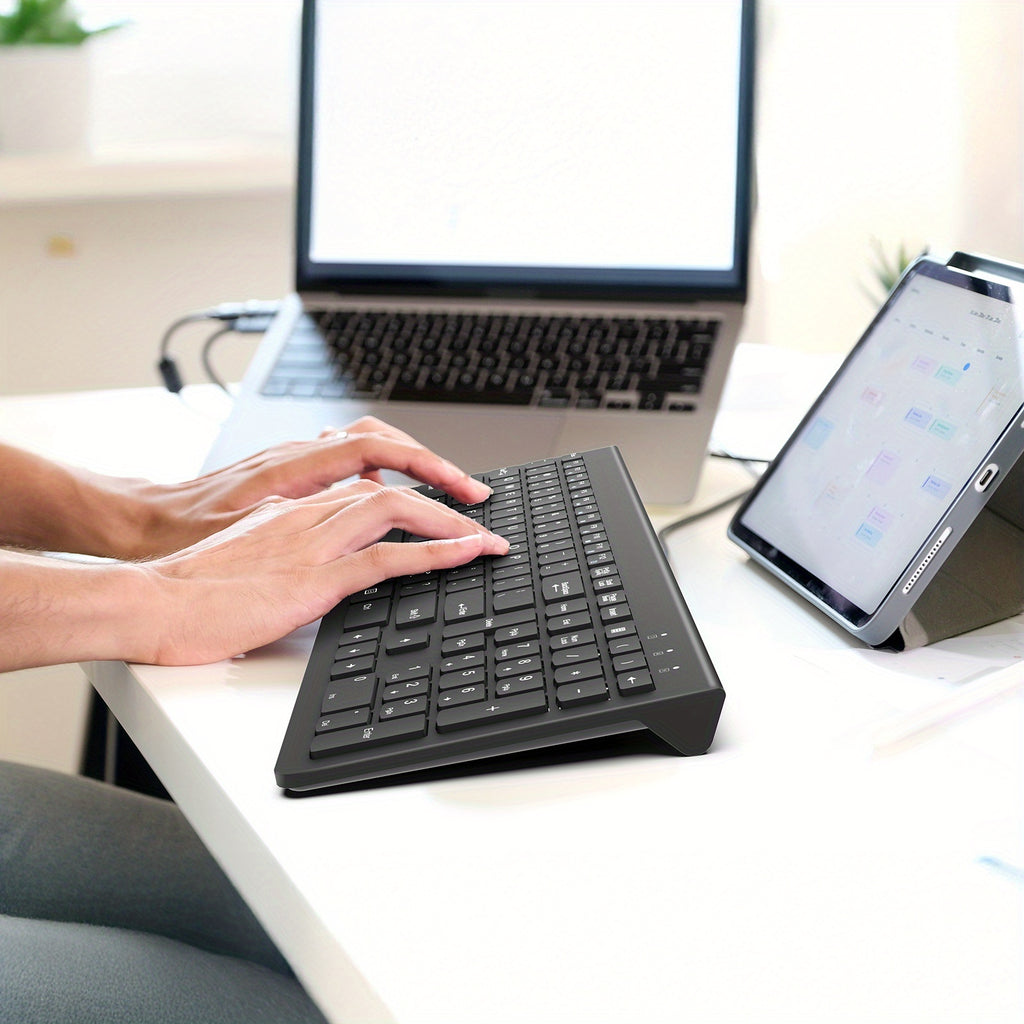 BATTOP Universal Wireless Keyboard Featuring a Numeric Keypad, Ergonomic Structure, Compatibility with Multiple Devices, And Reliable Connectivity for Mac, Ipad, Android, And Windows