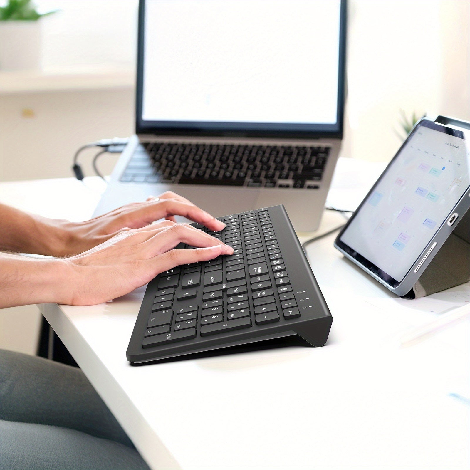 BATTOP Universal Wireless Keyboard Featuring a Numeric Keypad, Ergonomic Structure, Compatibility with Multiple Devices, And Reliable Connectivity for Mac, Ipad, Android, And Windows